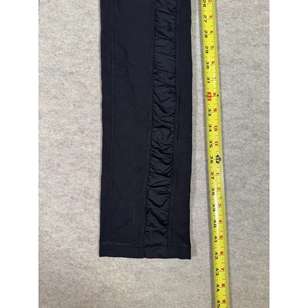 Lululemon‎ Leggings Womens 6 Black Mid Rise Ankle Ruffle Yoga Athletic Gym Pants